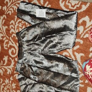 Metallic Snake-Print Men’s Pants - Silver